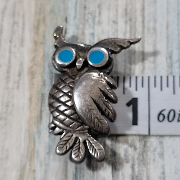 Vintage Owl Turquoise Eyes Pin/Brooch. - Picture 5 of 8
